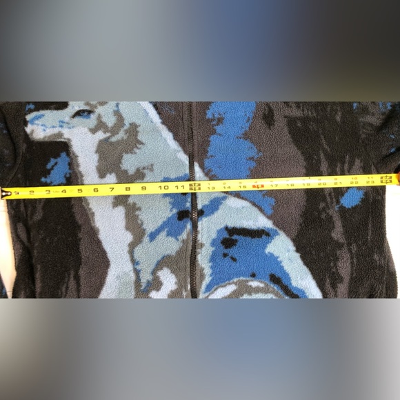 Mountain Ridge Men’s Fleece Wolf Design Size Large Full Zip Jacket - Picture 7 of 9